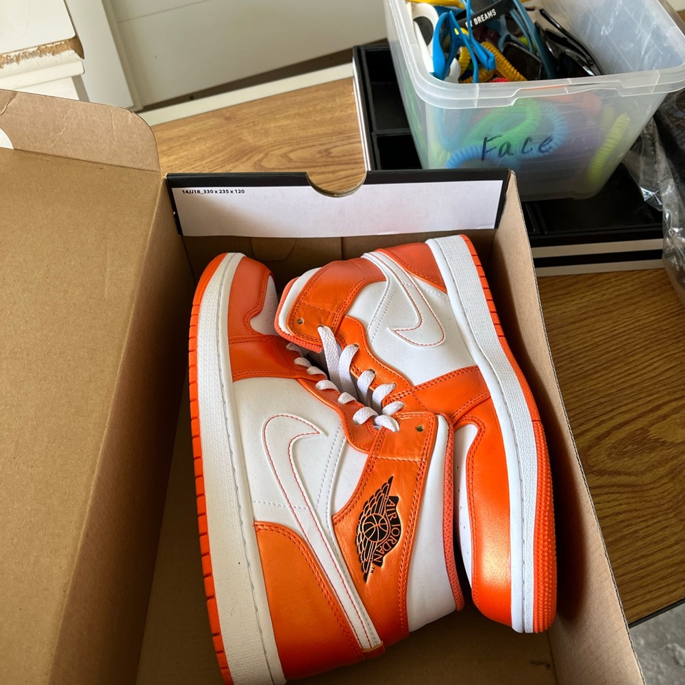Nike Air Jordan 1 High OG Orange and White Sneakers